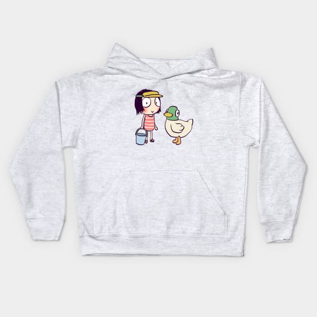 sarah and duck goes to the beach in beach break / children cartoon Kids Hoodie by mudwizard